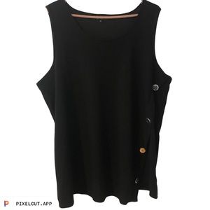 Asymmetrical Black Top with Buttons